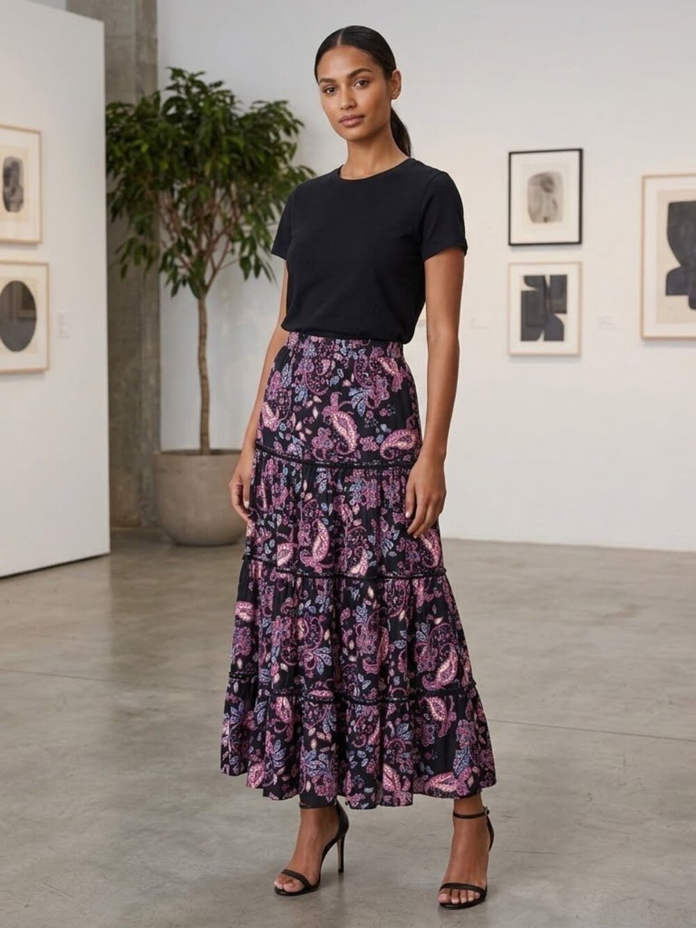 Marlea Eloise skirt purple paisley pattern